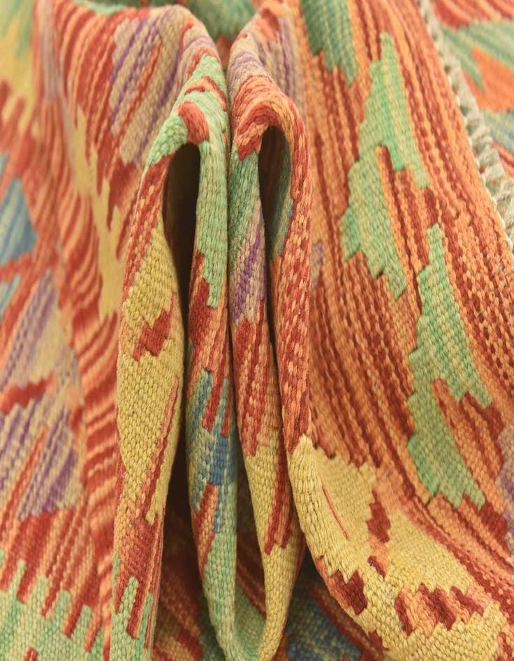 Detail image of  3' 8 x 5'  Hand Woven Kilim Maymana Wool Rug