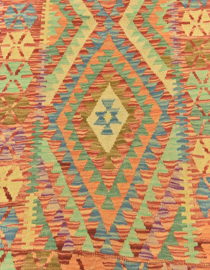 Detail image of  3' 8 x 5'  Hand Woven Kilim Maymana Wool Rug