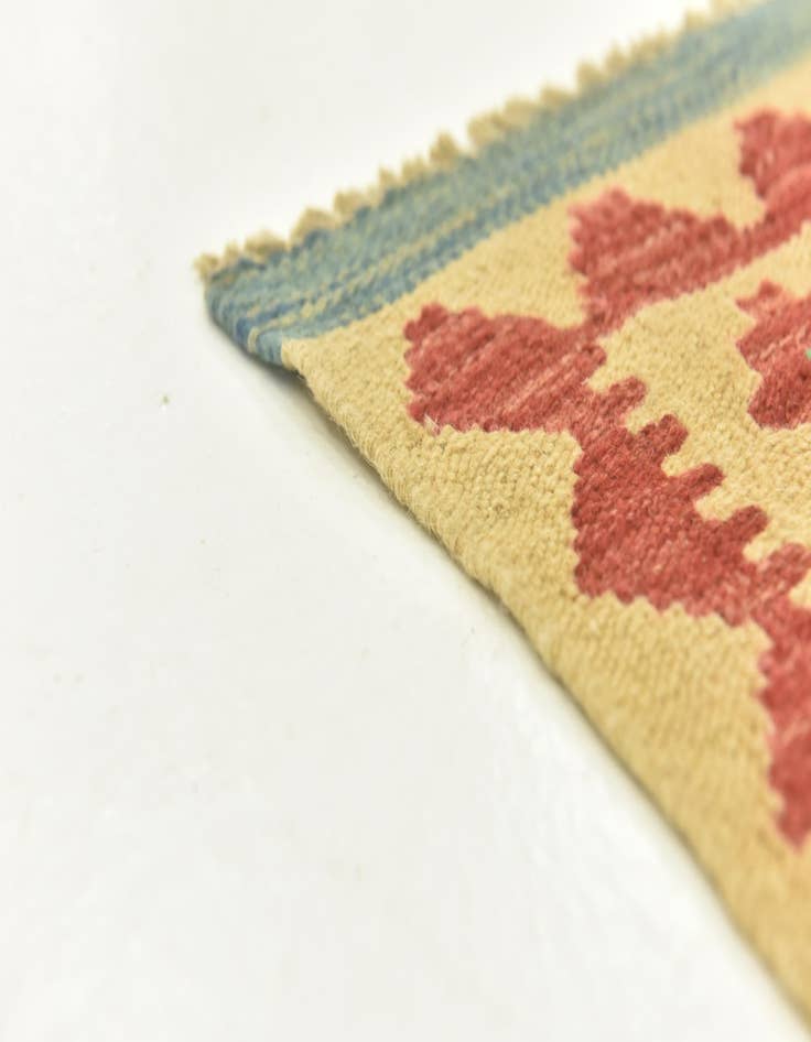 Detail image of  3' 4 x 4' 10  Hand Woven Kilim Maymana Wool Rug