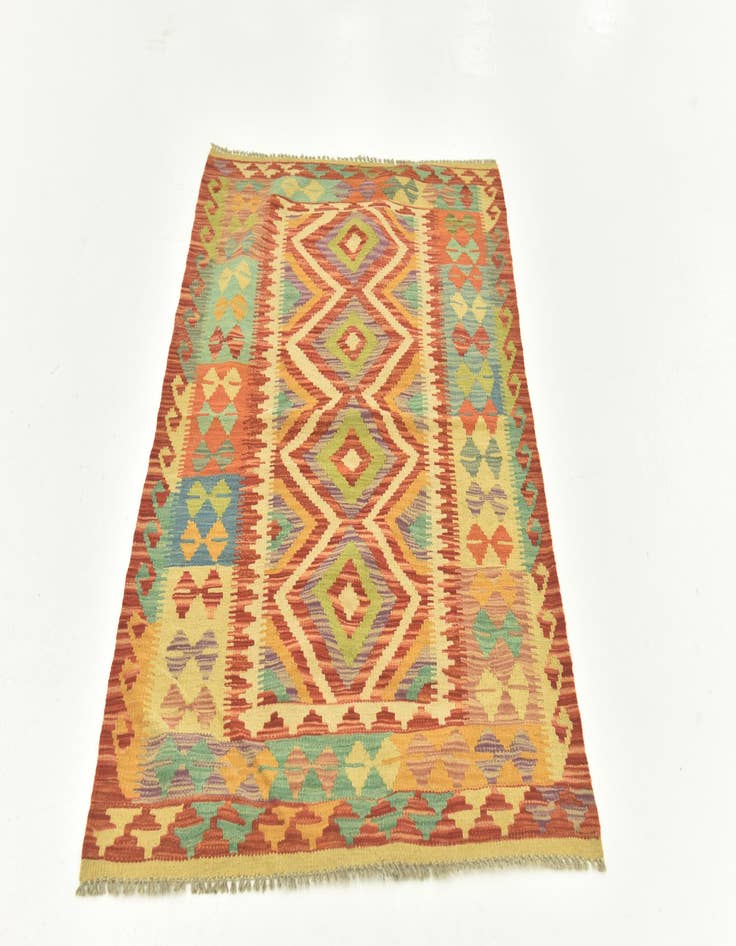 Detail image of  3' 2 x 5' 1  Hand Woven Kilim Maymana Wool Rug