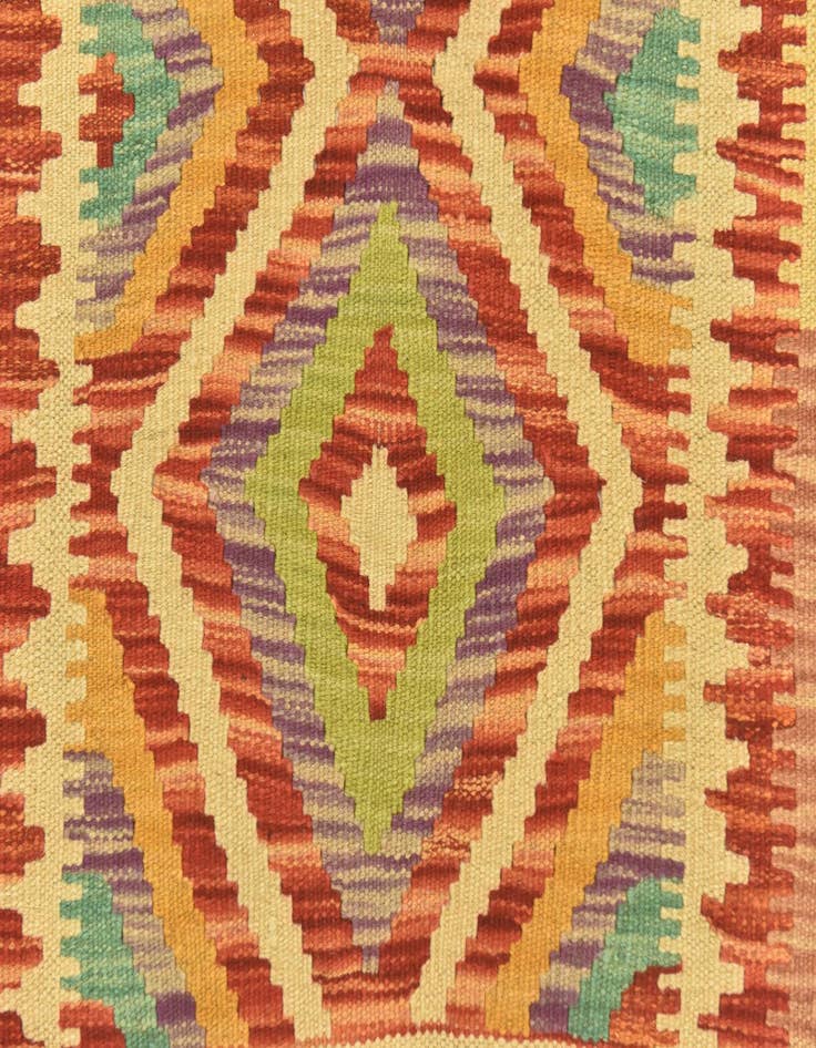 Detail image of  3' 2 x 5' 1  Hand Woven Kilim Maymana Wool Rug