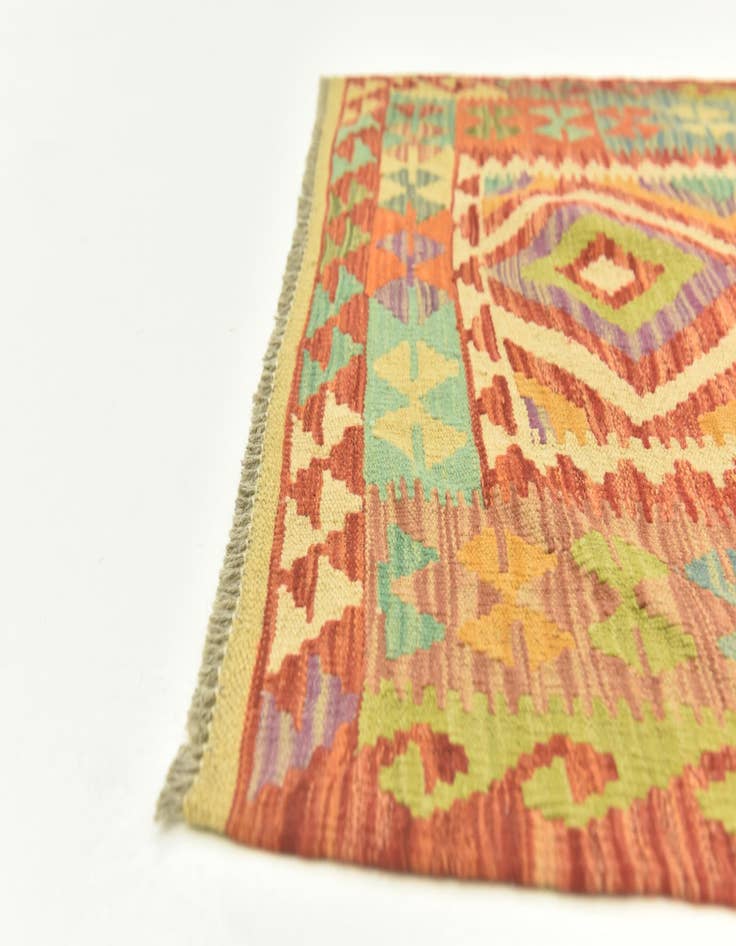 Detail image of  3' 2 x 5' 1  Hand Woven Kilim Maymana Wool Rug