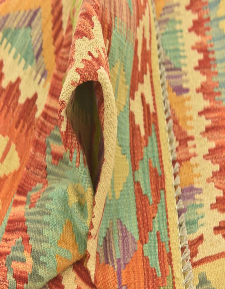Detail image of  3' 2 x 5' 1  Hand Woven Kilim Maymana Wool Rug