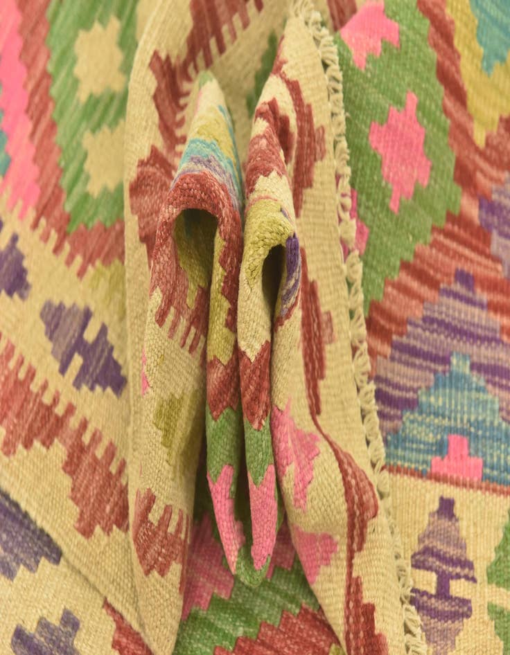 Detail image of 3' 6 x 5' 2 Hand Woven Kilim Maymana Wool Rug