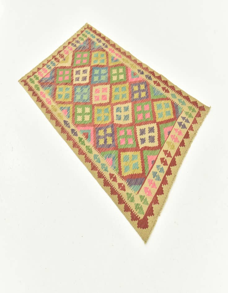 Detail image of 3' 6 x 5' 2 Hand Woven Kilim Maymana Wool Rug