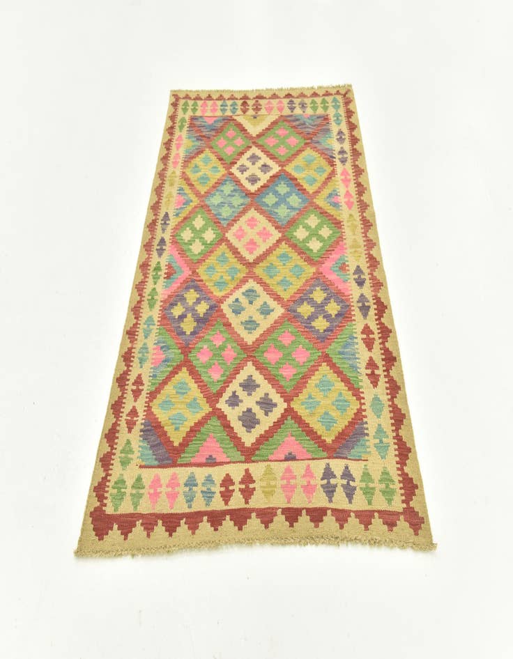 Detail image of 3' 6 x 5' 2 Hand Woven Kilim Maymana Wool Rug