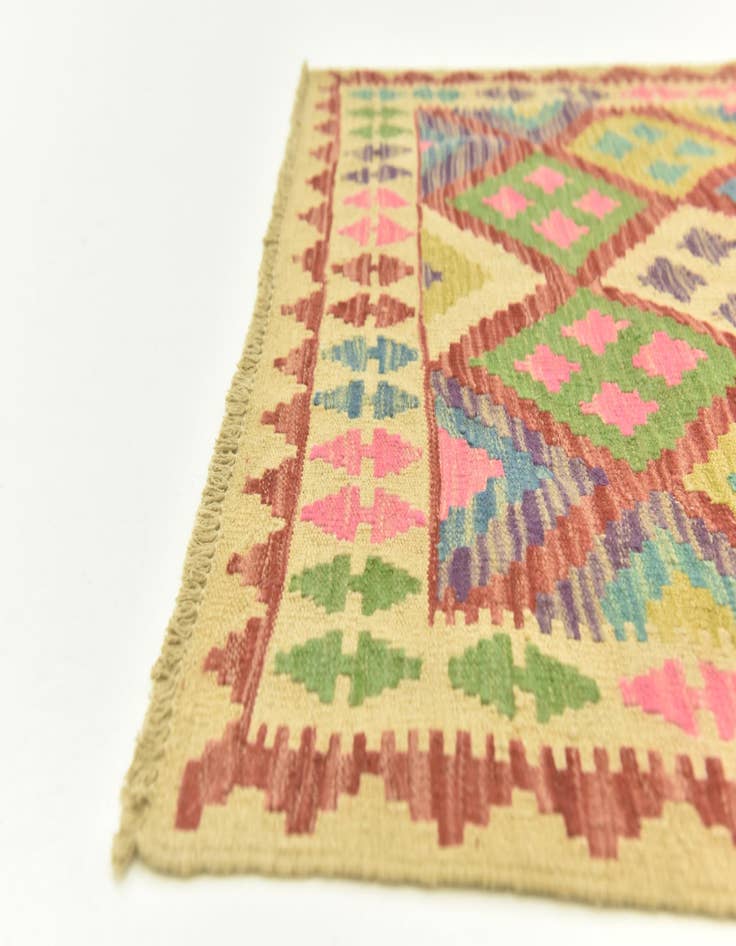 Detail image of 3' 6 x 5' 2 Hand Woven Kilim Maymana Wool Rug