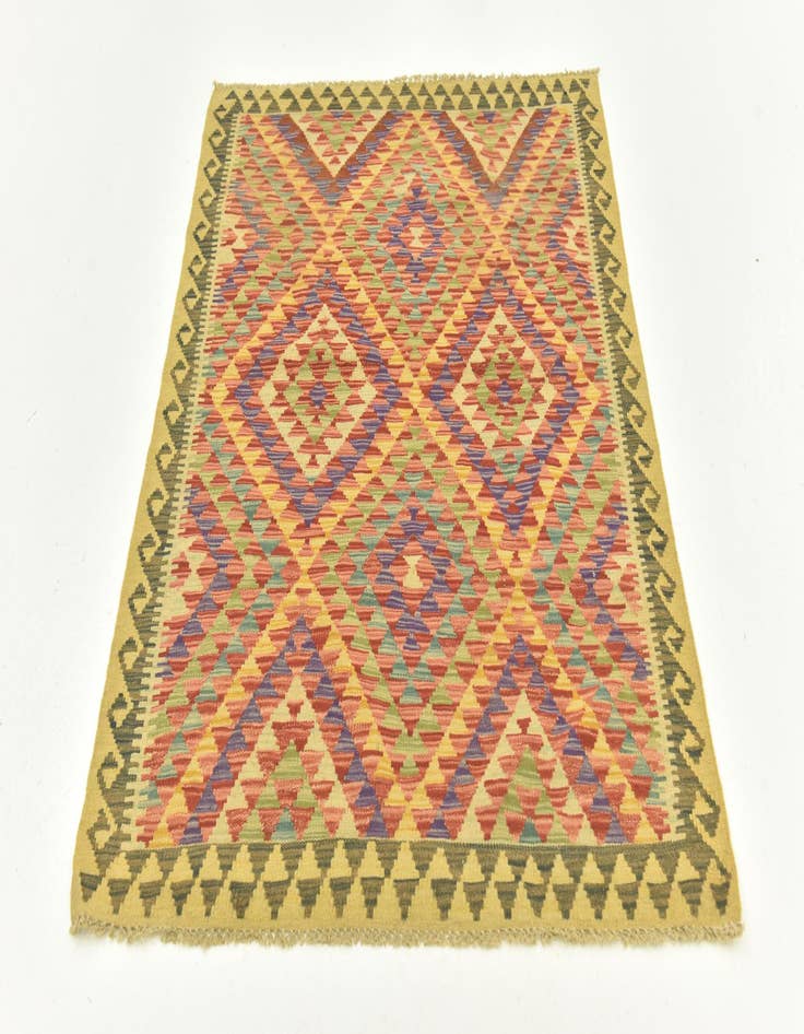 Detail image of  3' 6 x 4' 10  Hand Woven Kilim Maymana Wool Rug