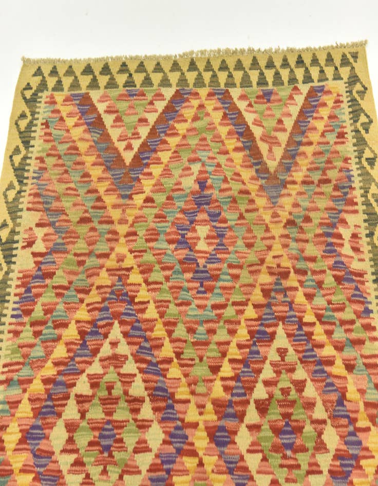 Detail image of  3' 6 x 4' 10  Hand Woven Kilim Maymana Wool Rug