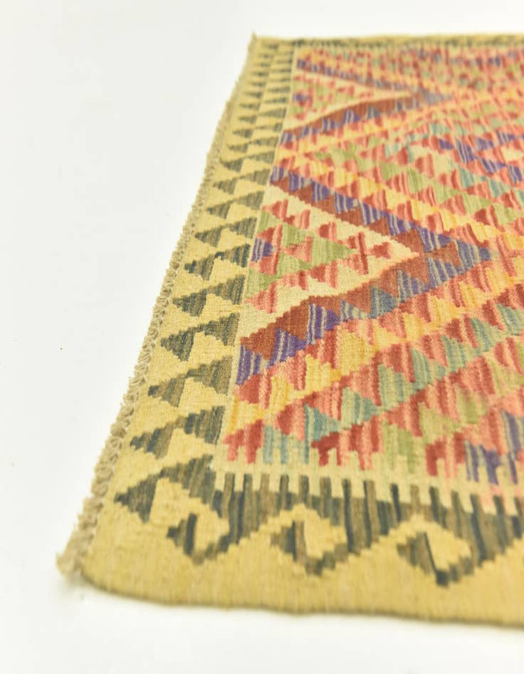 Detail image of  3' 6 x 4' 10  Hand Woven Kilim Maymana Wool Rug