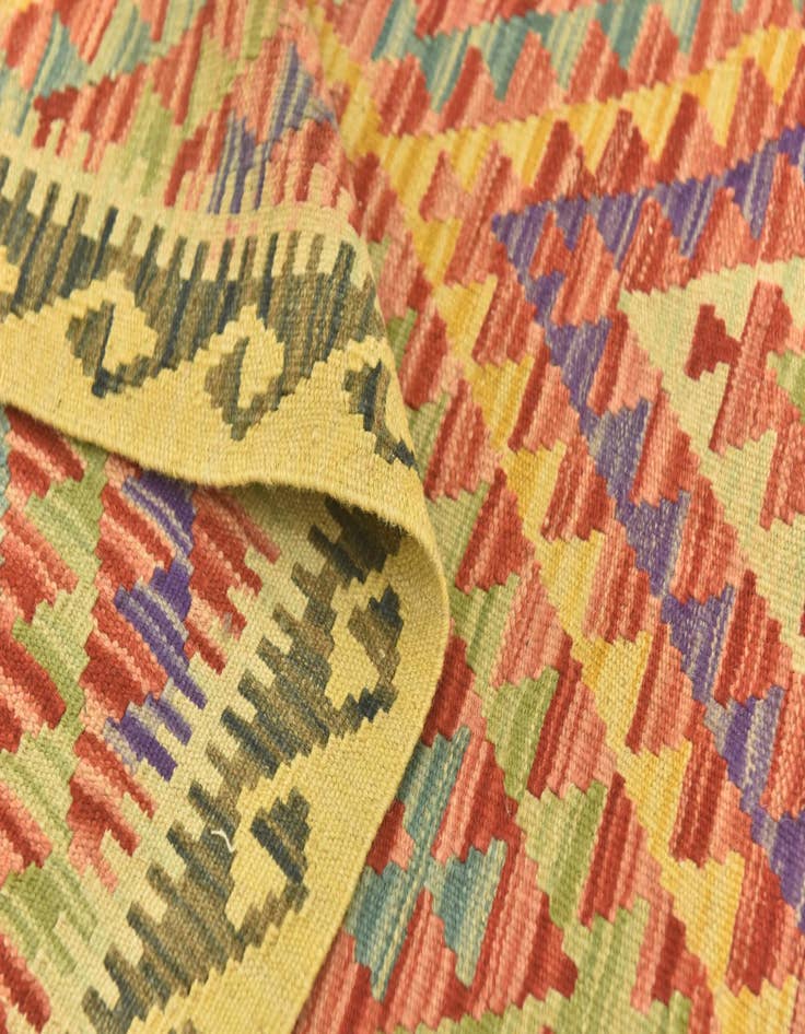 Detail image of  3' 6 x 4' 10  Hand Woven Kilim Maymana Wool Rug