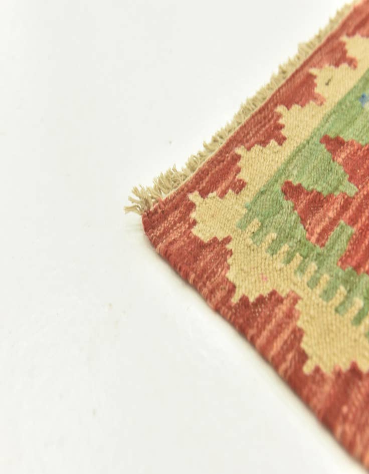 Detail image of  3' 2 x 5'  Hand Woven Kilim Maymana Wool Rug