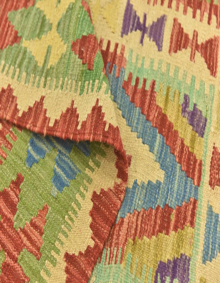 Detail image of  3' 2 x 5'  Hand Woven Kilim Maymana Wool Rug