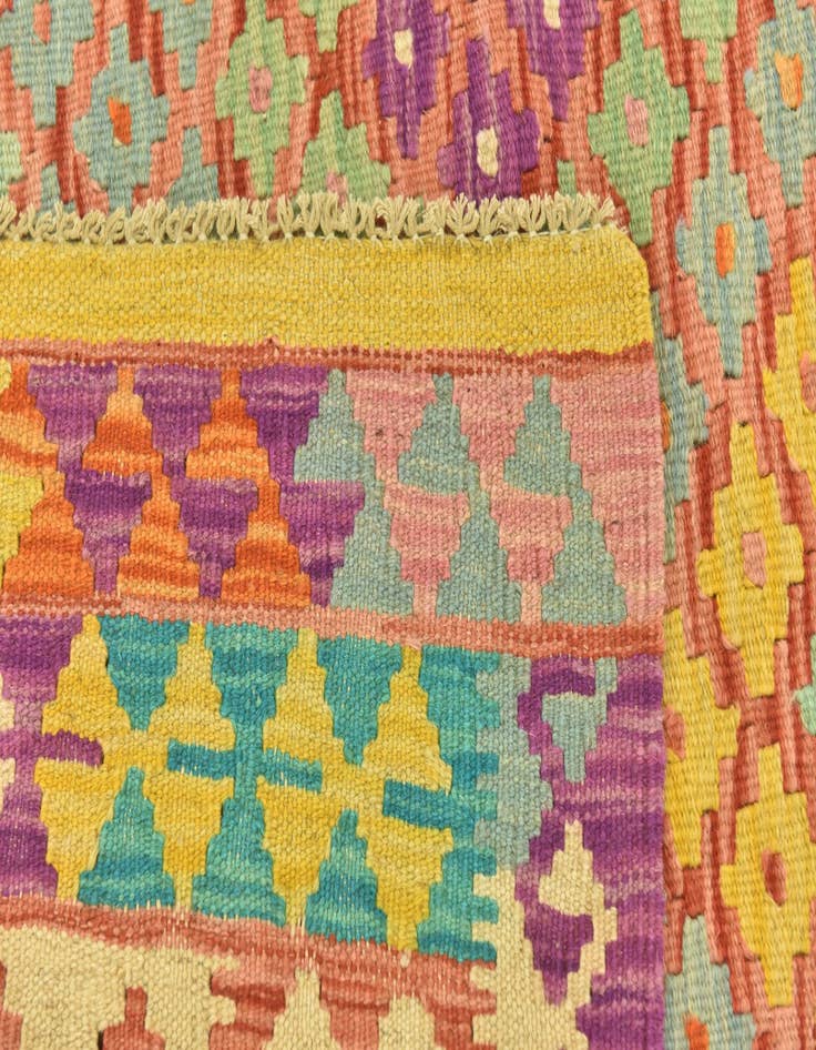 Detail image of  4' 9 x 6' 3  Hand Woven Kilim Maymana Wool Rug