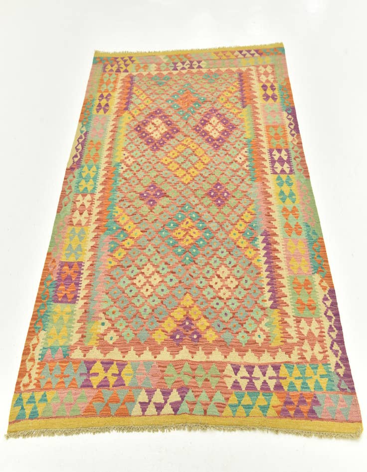 Detail image of  4' 9 x 6' 3  Hand Woven Kilim Maymana Wool Rug