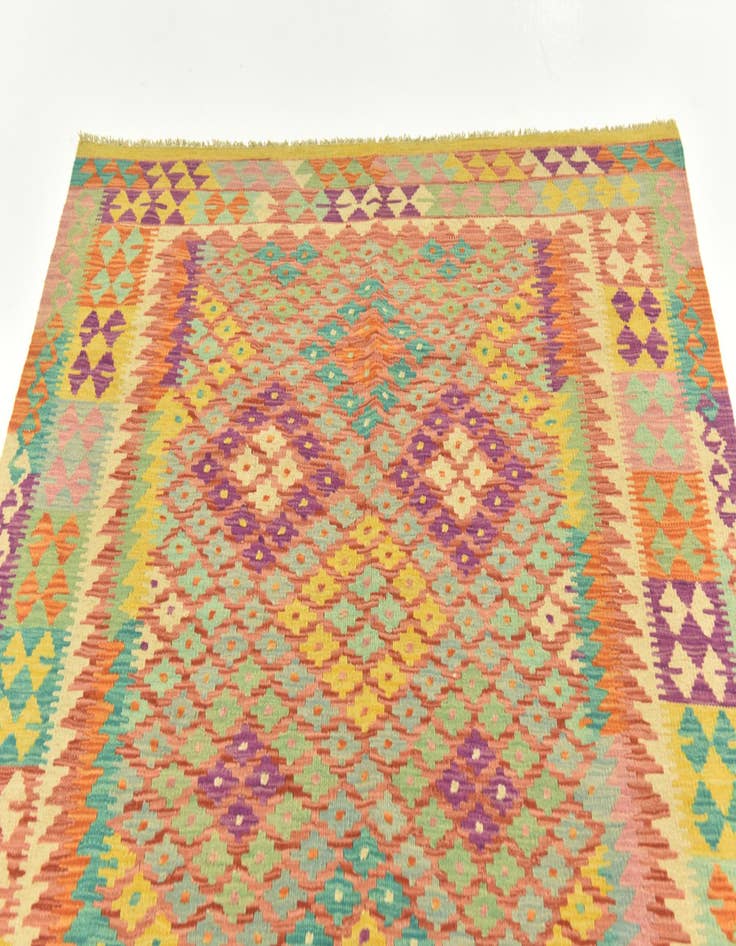 Detail image of  4' 9 x 6' 3  Hand Woven Kilim Maymana Wool Rug