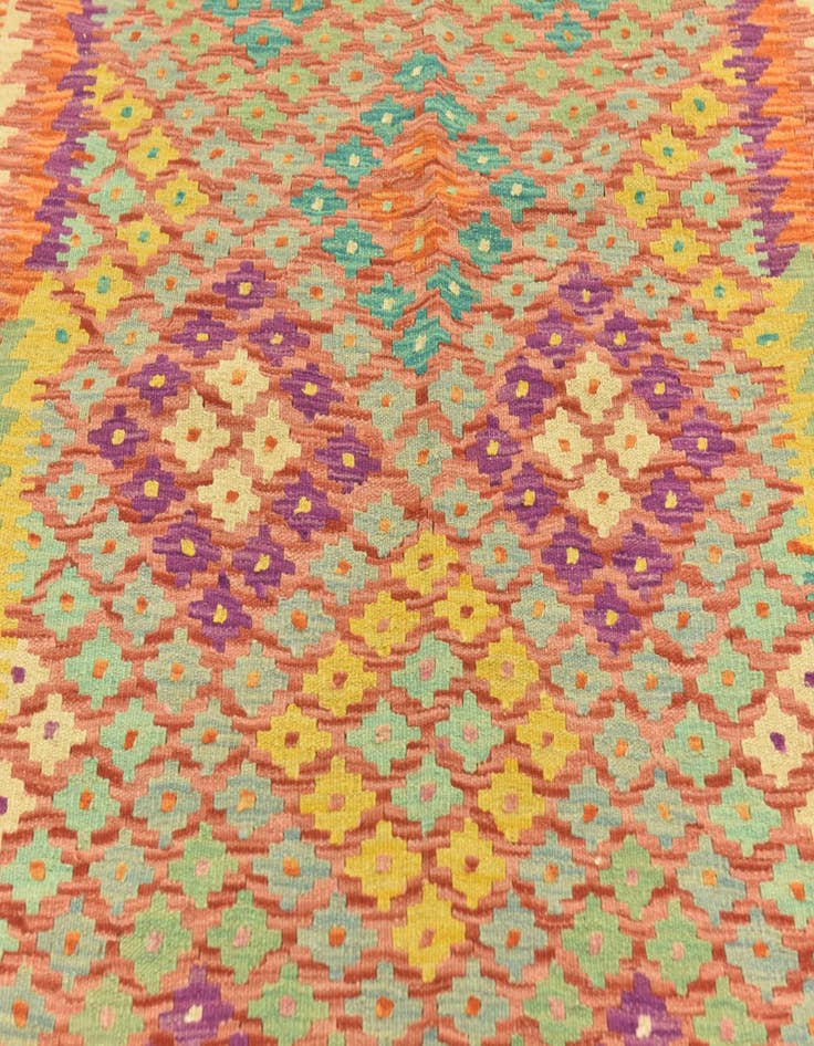 Detail image of  4' 9 x 6' 3  Hand Woven Kilim Maymana Wool Rug