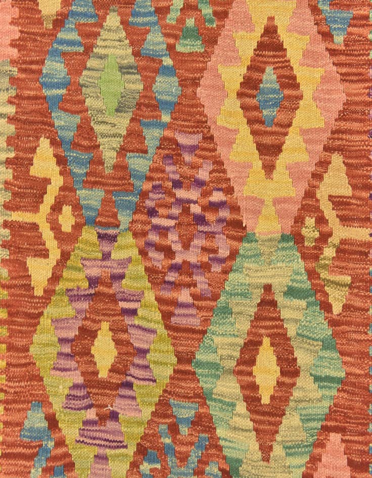 Detail image of  3' 4 x 4' 10  Hand Woven Kilim Maymana Wool Rug