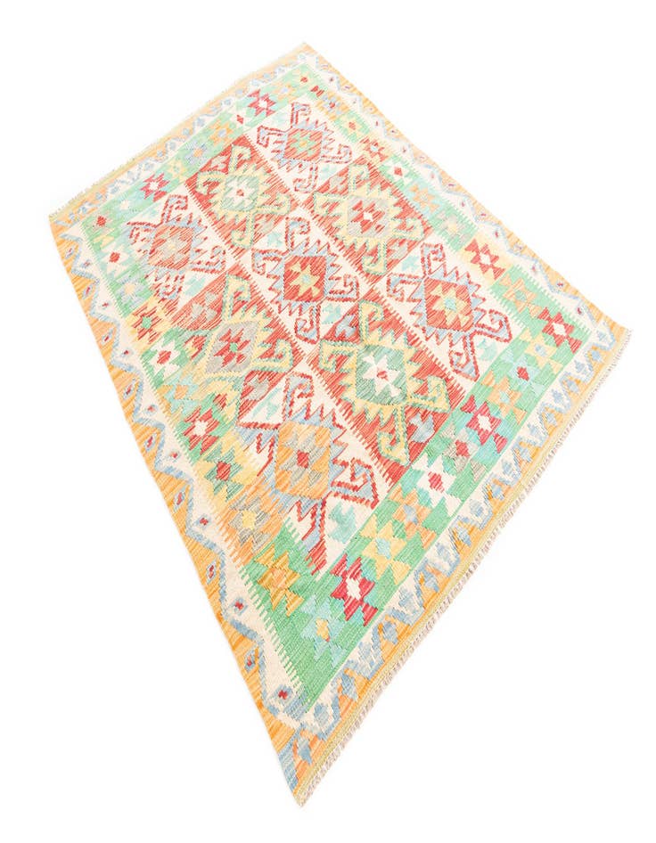 Detail image of  4' 10 x 6' 6  Hand Woven Kilim Maymana Wool Rug