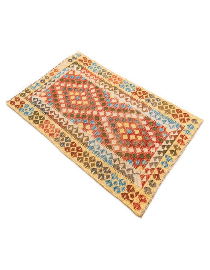 Detail image of  3' 2 x 5' 1  Hand Woven Kilim Maymana Wool Rug