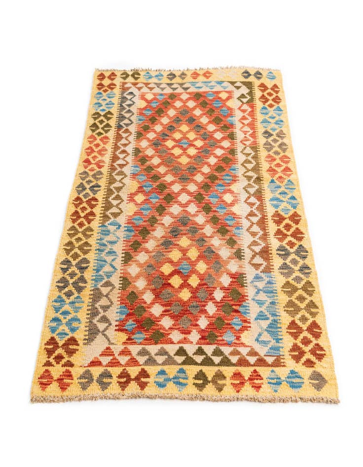 Detail image of  3' 2 x 5' 1  Hand Woven Kilim Maymana Wool Rug