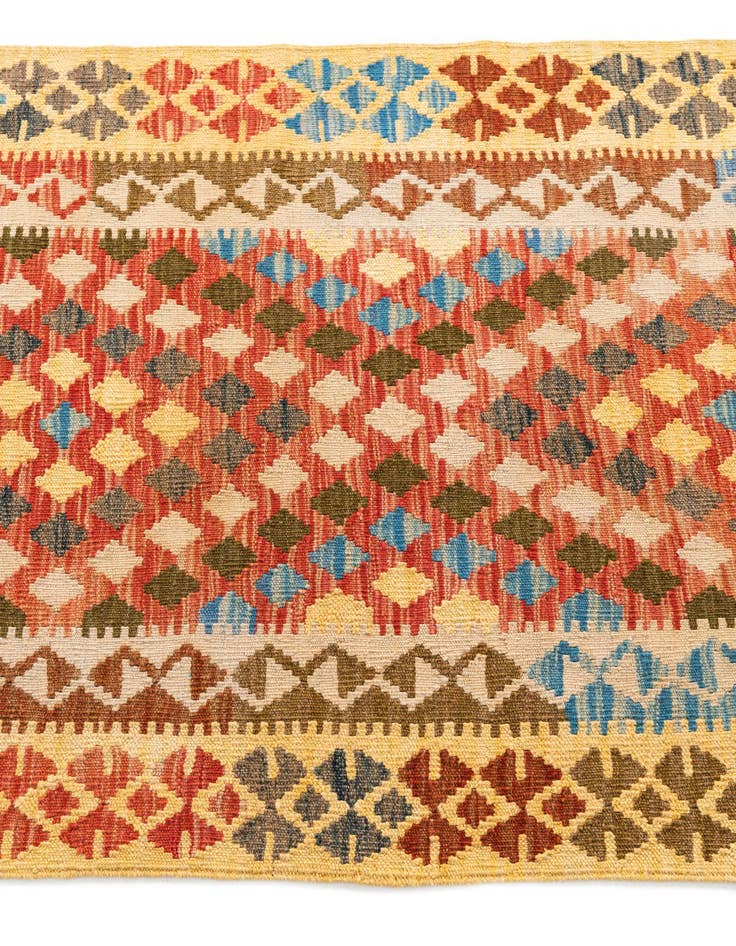 Detail image of  3' 2 x 5' 1  Hand Woven Kilim Maymana Wool Rug