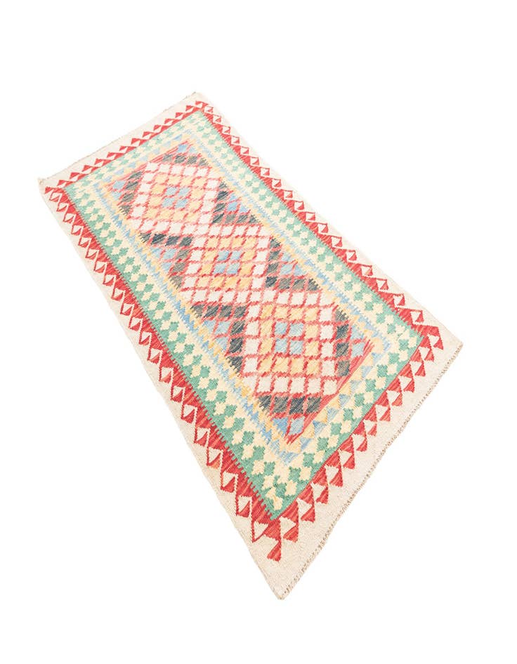 Detail image of  3' 3 x 6' 1  Hand Woven Kilim Maymana Wool Rug