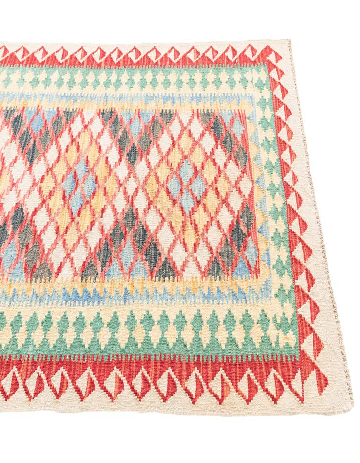 Detail image of  3' 3 x 6' 1  Hand Woven Kilim Maymana Wool Rug