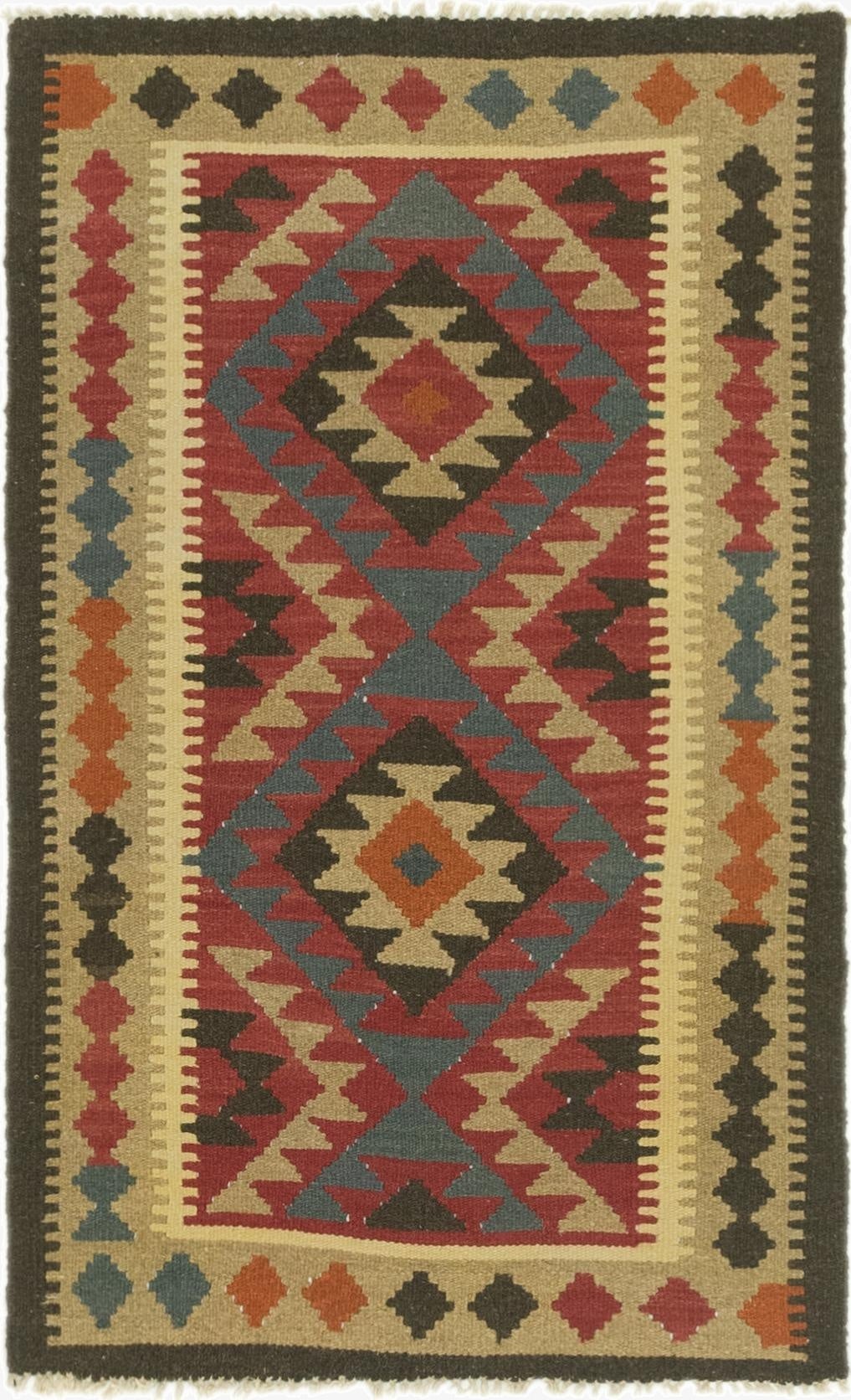  3' 2 x 5'  Hand Woven Kilim Maymana Wool Rug