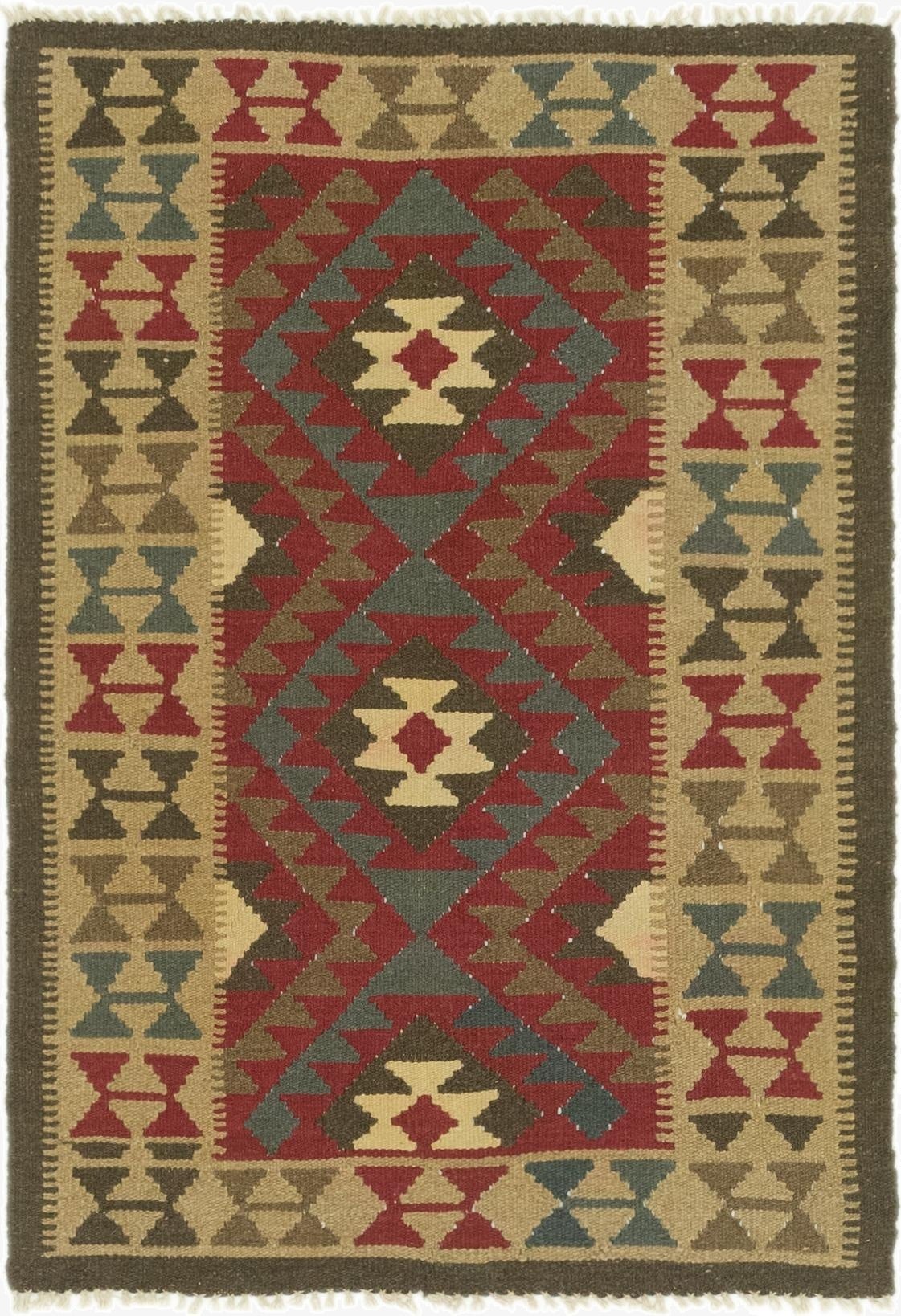  3' 4 x 4' 10  Hand Woven Kilim Maymana Wool Rug