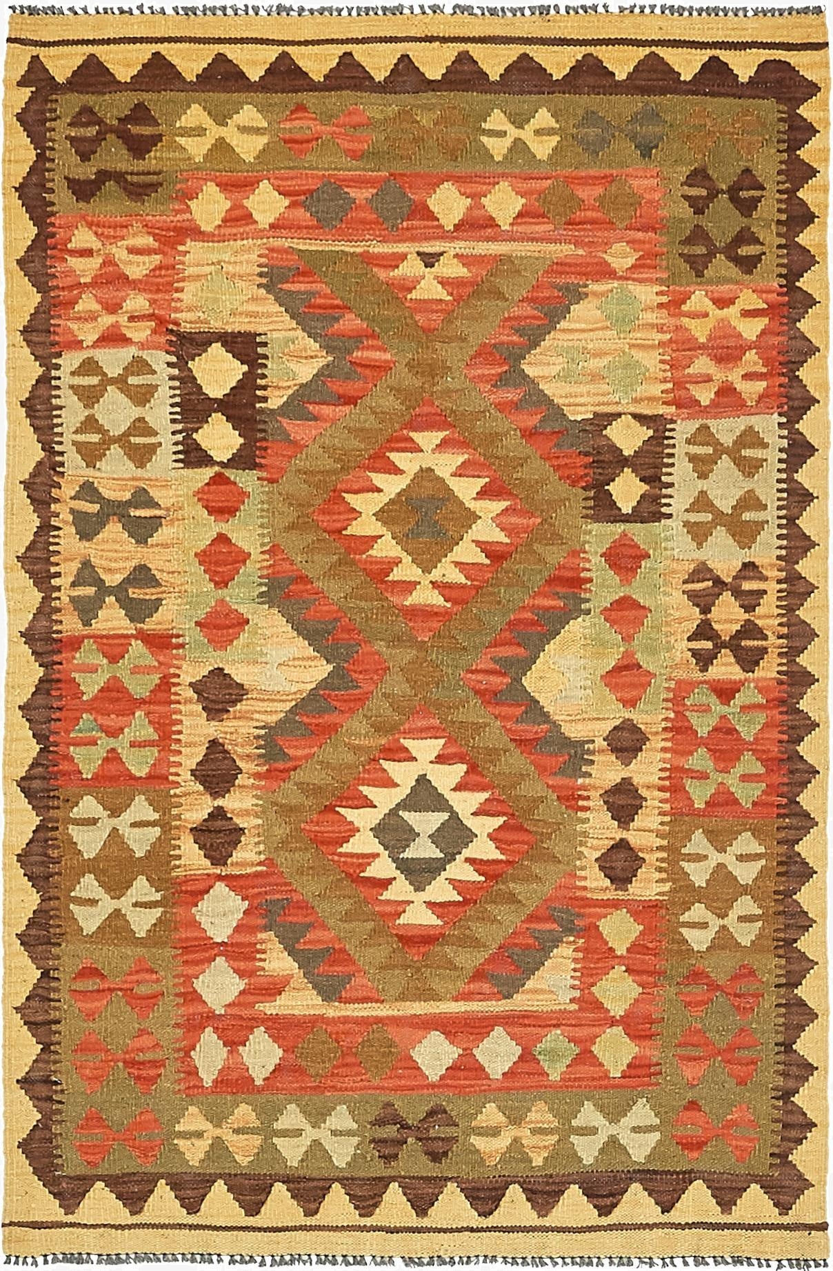  3' 3 x 5'  Hand Woven Kilim Maymana Wool Rug