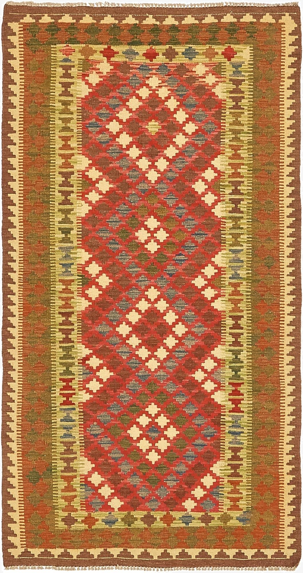  3' 4 x 6' 3  Hand Woven Kilim Maymana Wool Rug