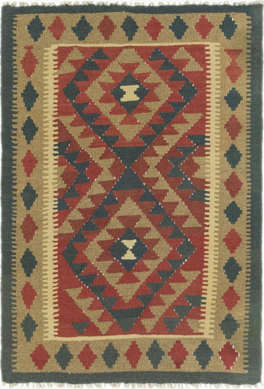  3' 5 x 4' 10  Hand Woven Kilim Maymana Wool Rug