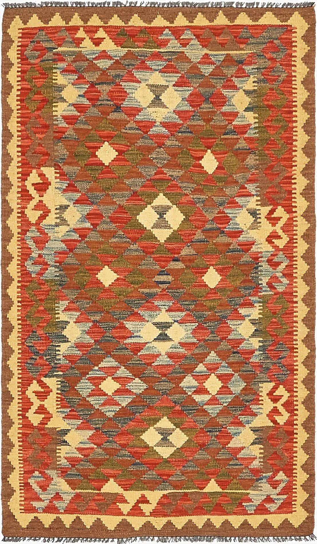  3' x 5' 2  Hand Woven Kilim Maymana Wool Rug