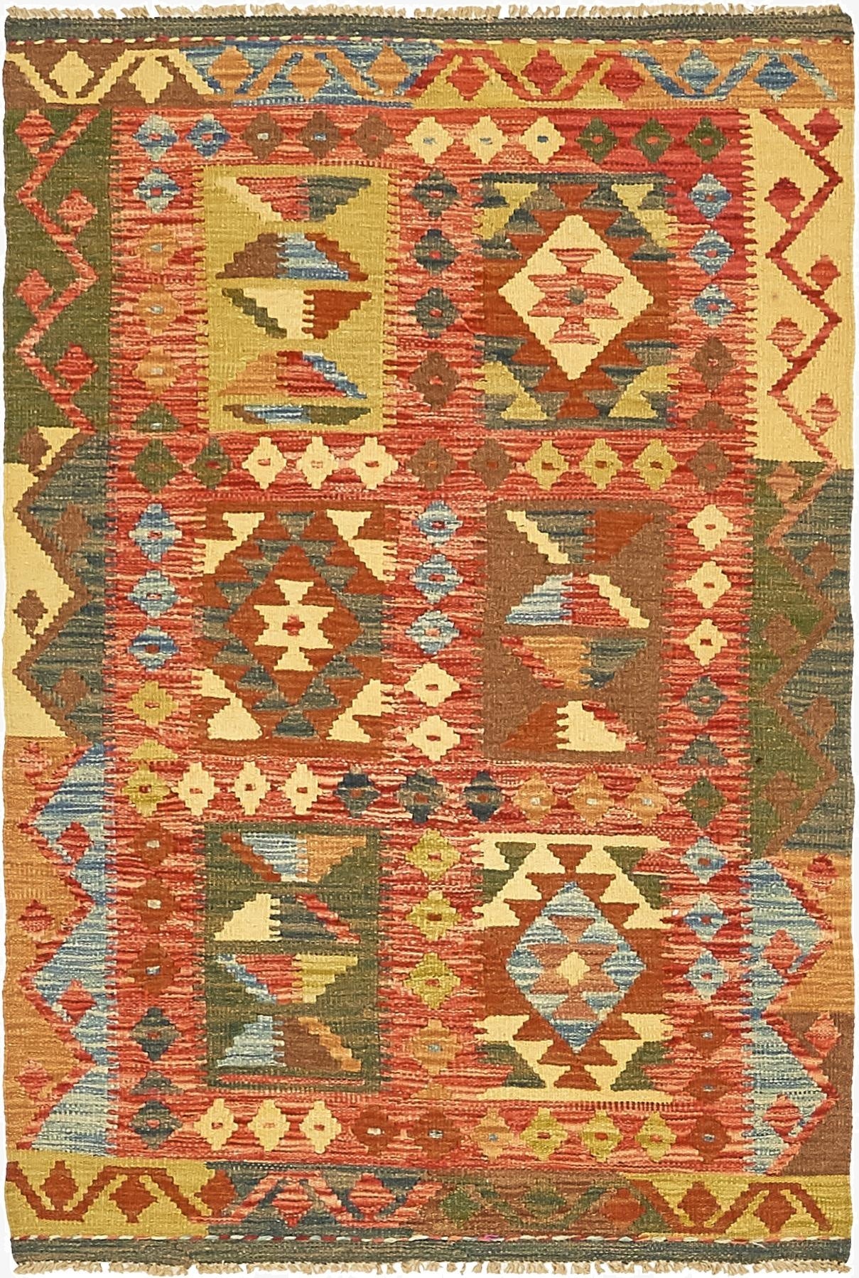  3' 3 x 4' 10  Hand Woven Kilim Maymana Wool Rug