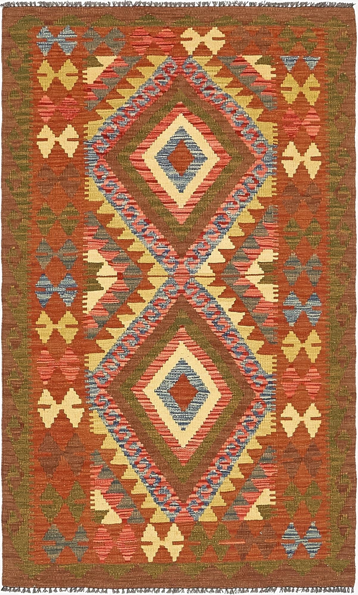  3' 4 x 5' 7  Hand Woven Kilim Maymana Wool Rug