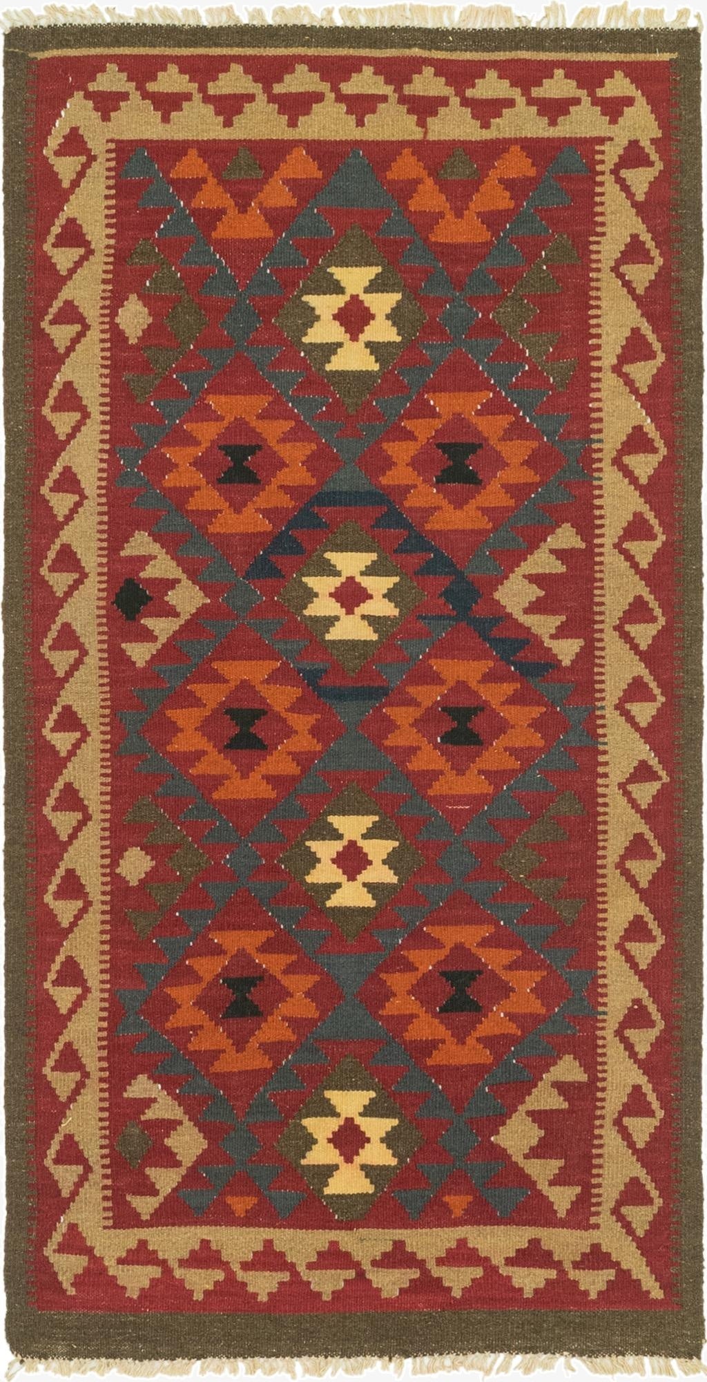  3' 3 x 6' 3  Hand Woven Kilim Maymana Wool Rug