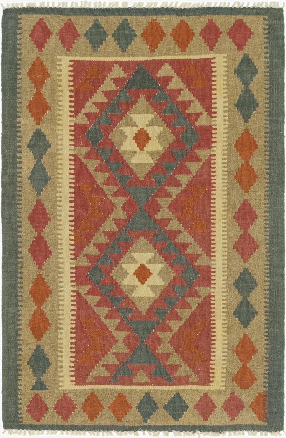  3' 2 x 4' 10  Hand Woven Kilim Maymana Wool Rug