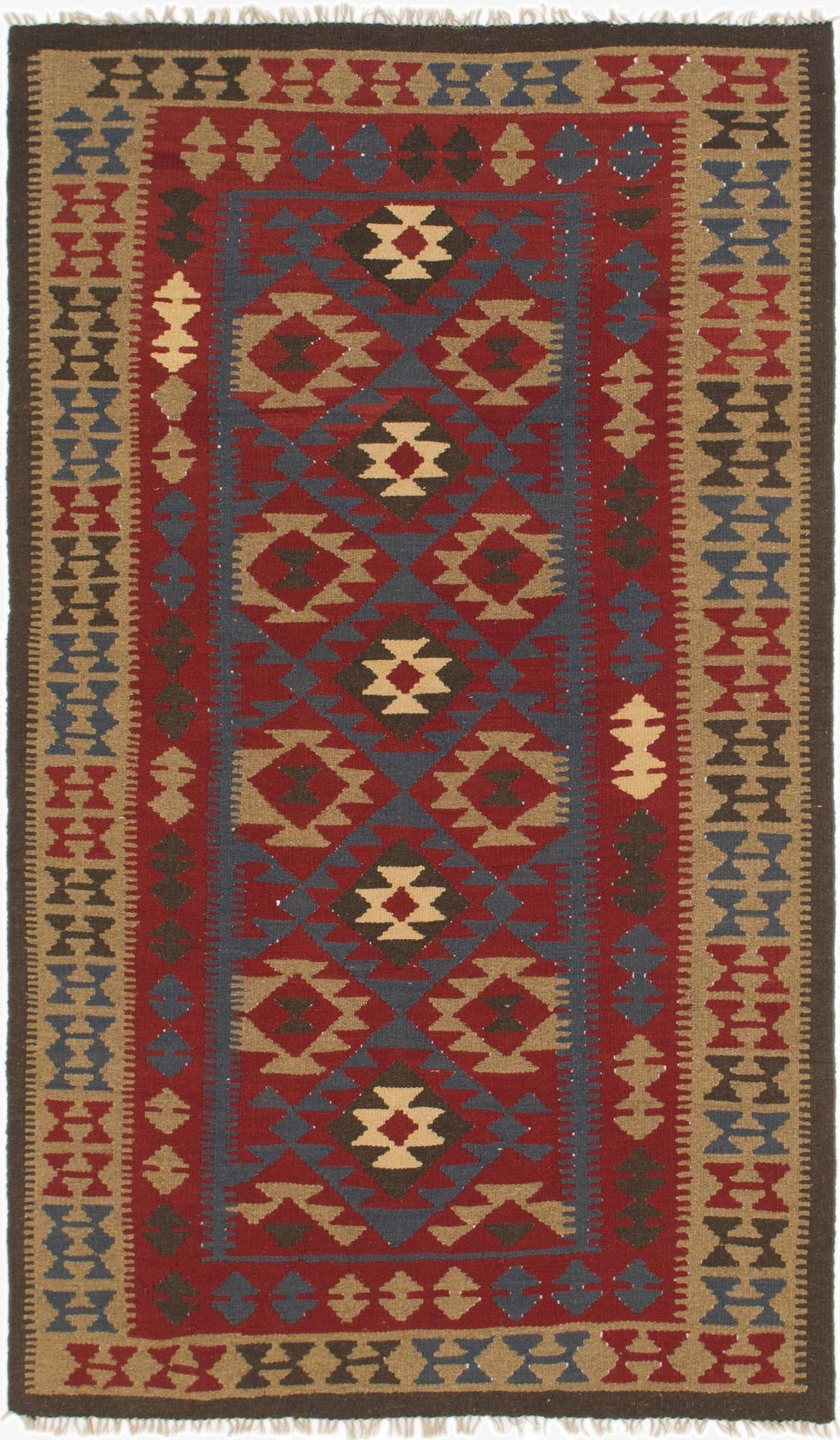 4' 9 x 8' 4  Hand Woven Kilim Maymana Wool Rug