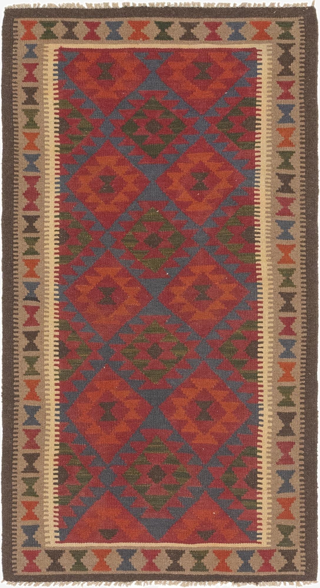 3' 6 x 6' 5  Hand Woven Kilim Maymana Wool Rug