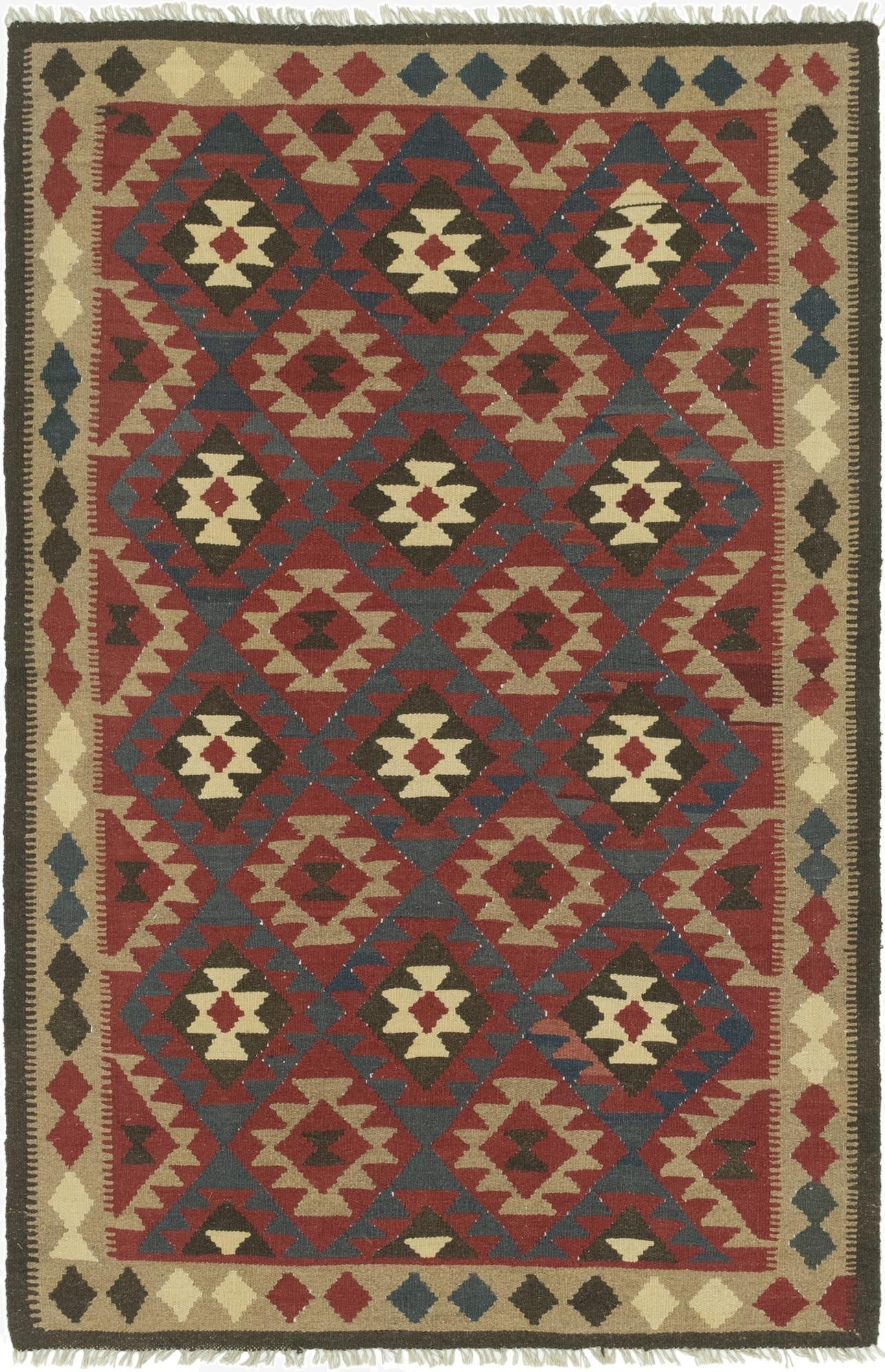  5' 2 x 8' 2  Hand Woven Kilim Maymana Wool Rug