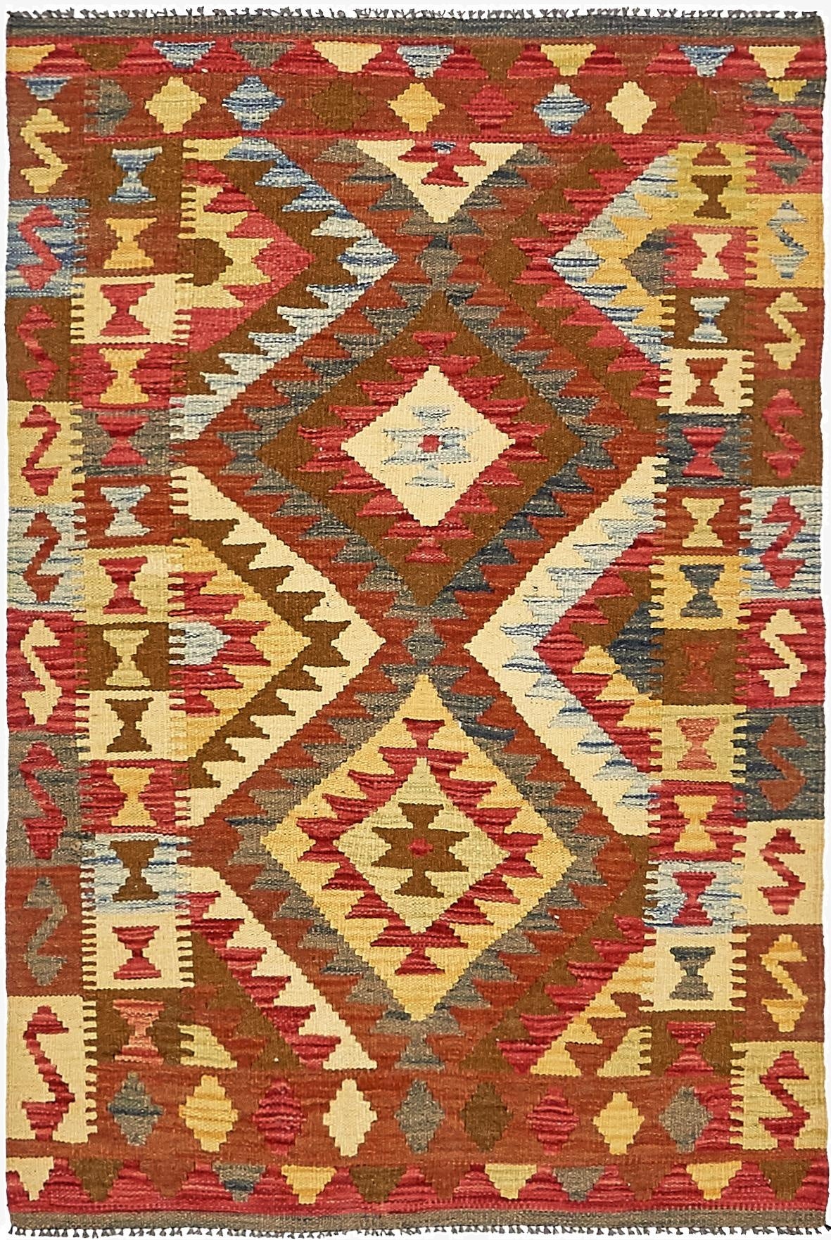  3' 2 x 4' 9  Hand Woven Kilim Maymana Wool Rug