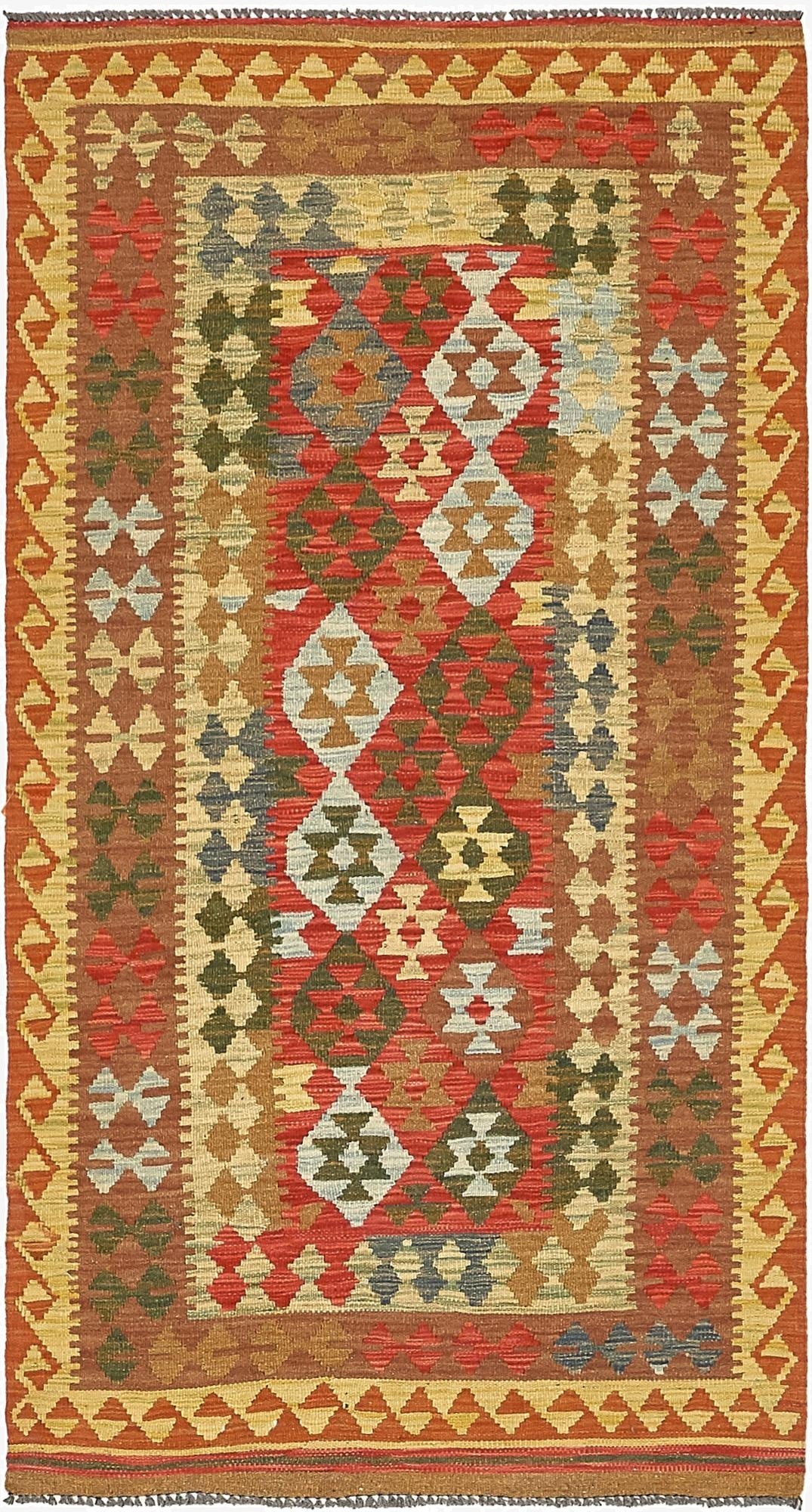  3' 4 x 6' 3  Hand Woven Kilim Maymana Wool Rug