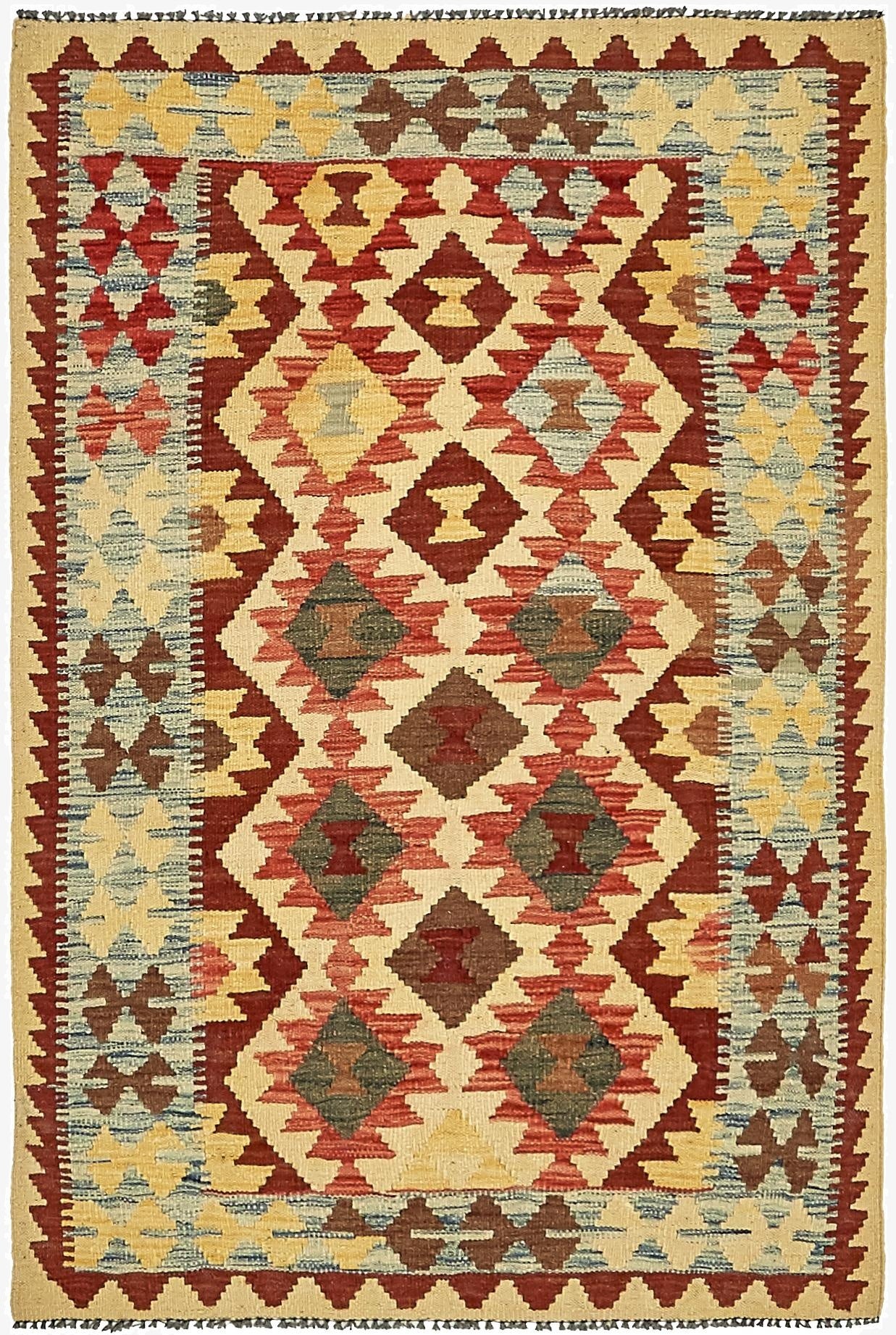  3' 2 x 4' 10  Hand Woven Kilim Maymana Wool Rug