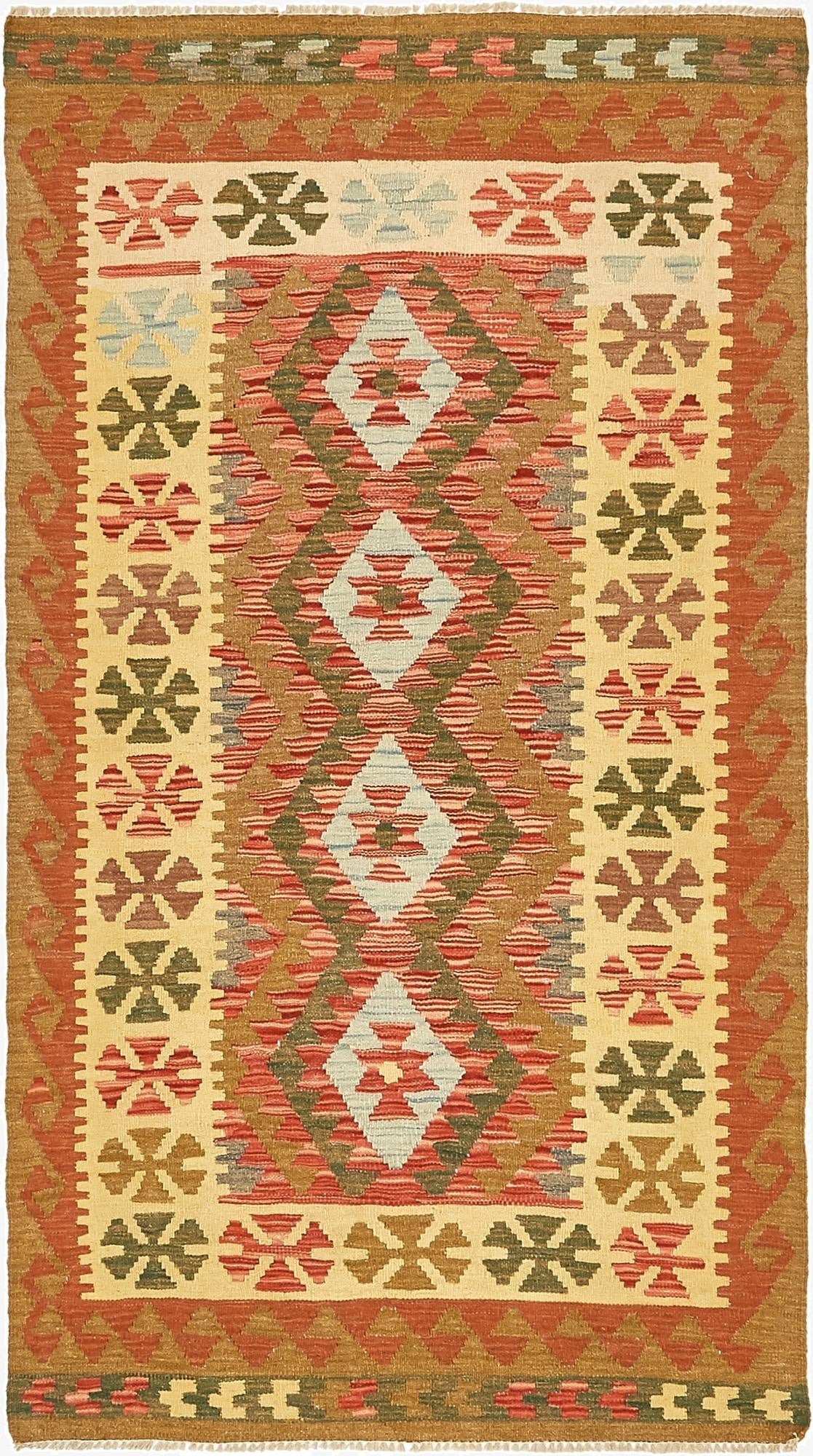  3' 4 x 6' 6  Hand Woven Kilim Maymana Wool Rug
