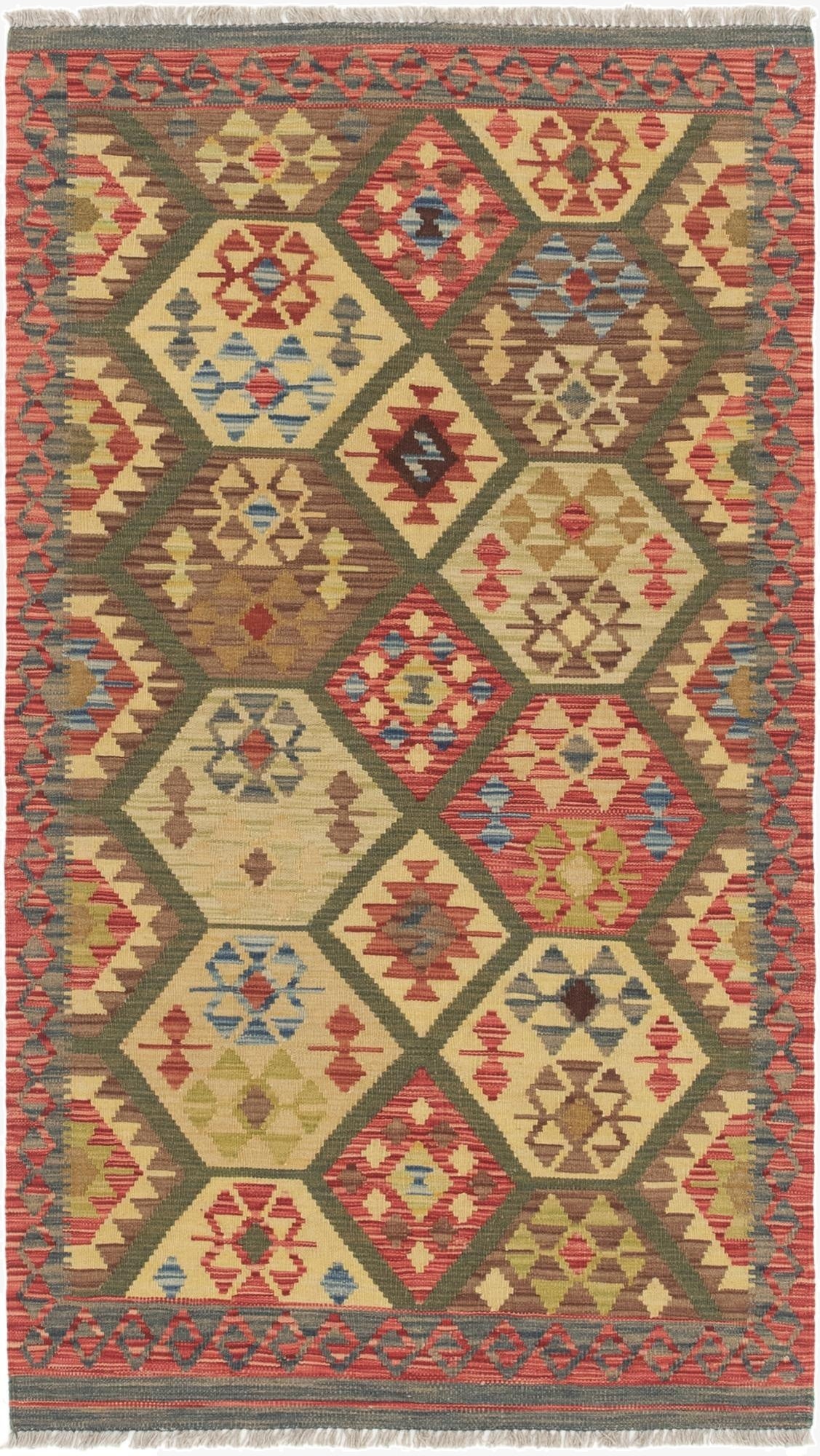  3' 6 x 6' 5  Hand Woven Kilim Maymana Wool Rug