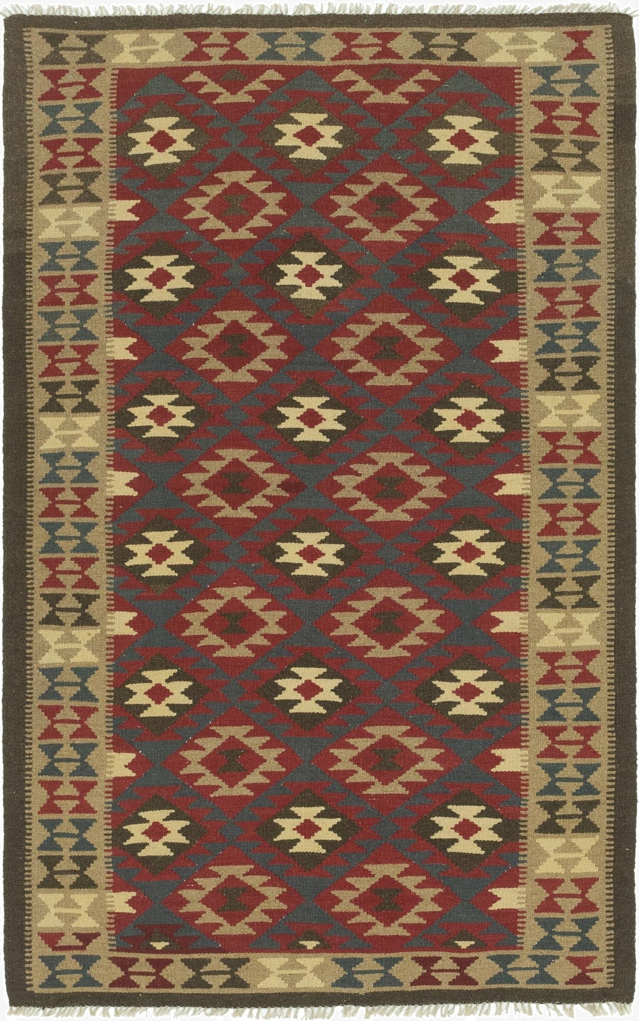  5' 3 x 8' 3  Hand Woven Kilim Maymana Wool Rug