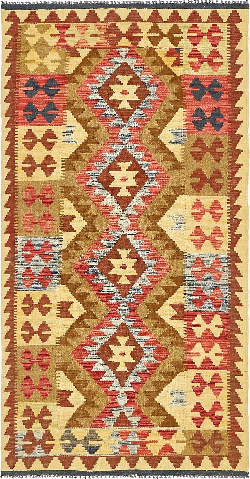  3' 3 x 6' 5  Hand Woven Kilim Maymana Wool Rug