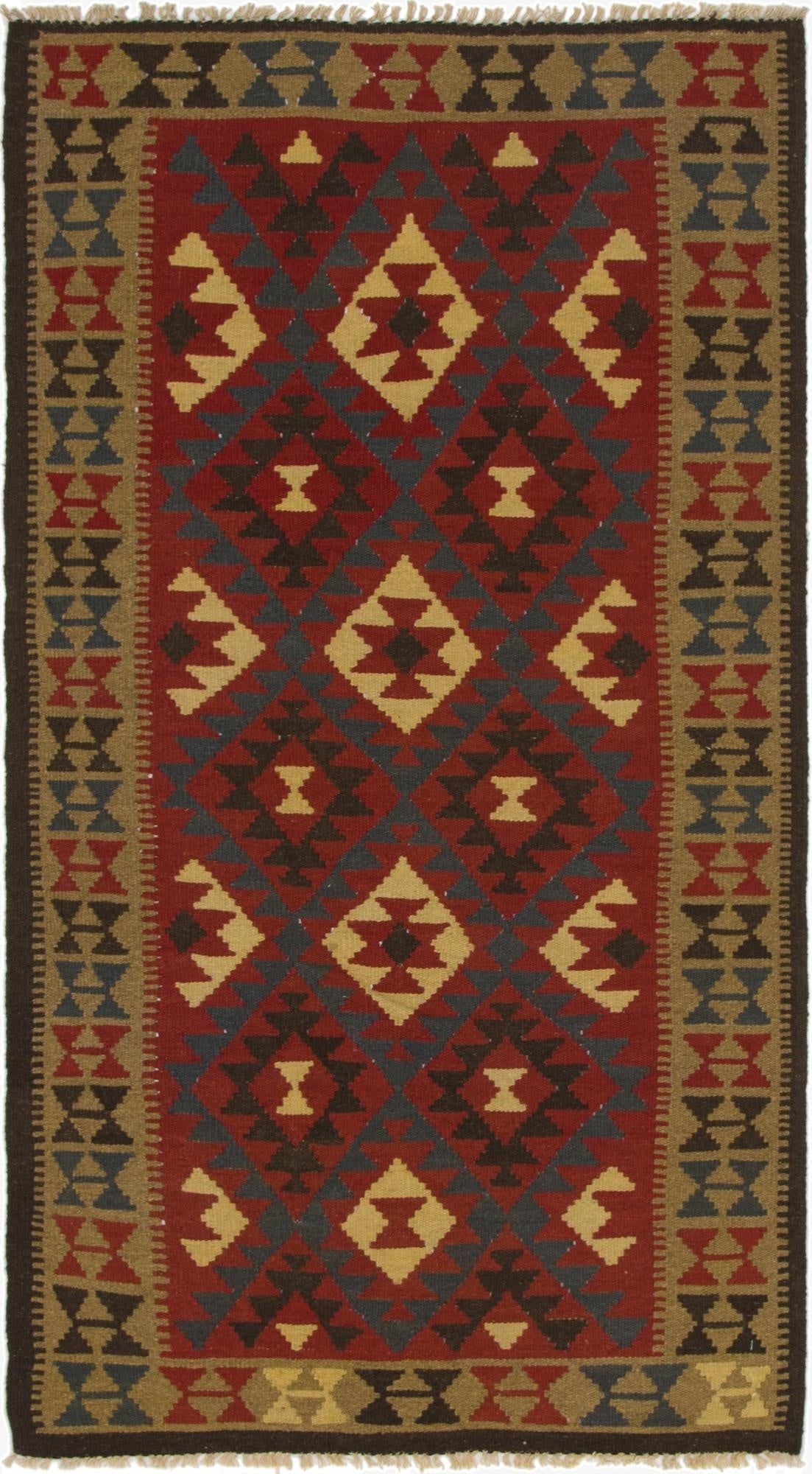  3' 5 x 6' 5  Hand Woven Kilim Maymana Wool Rug