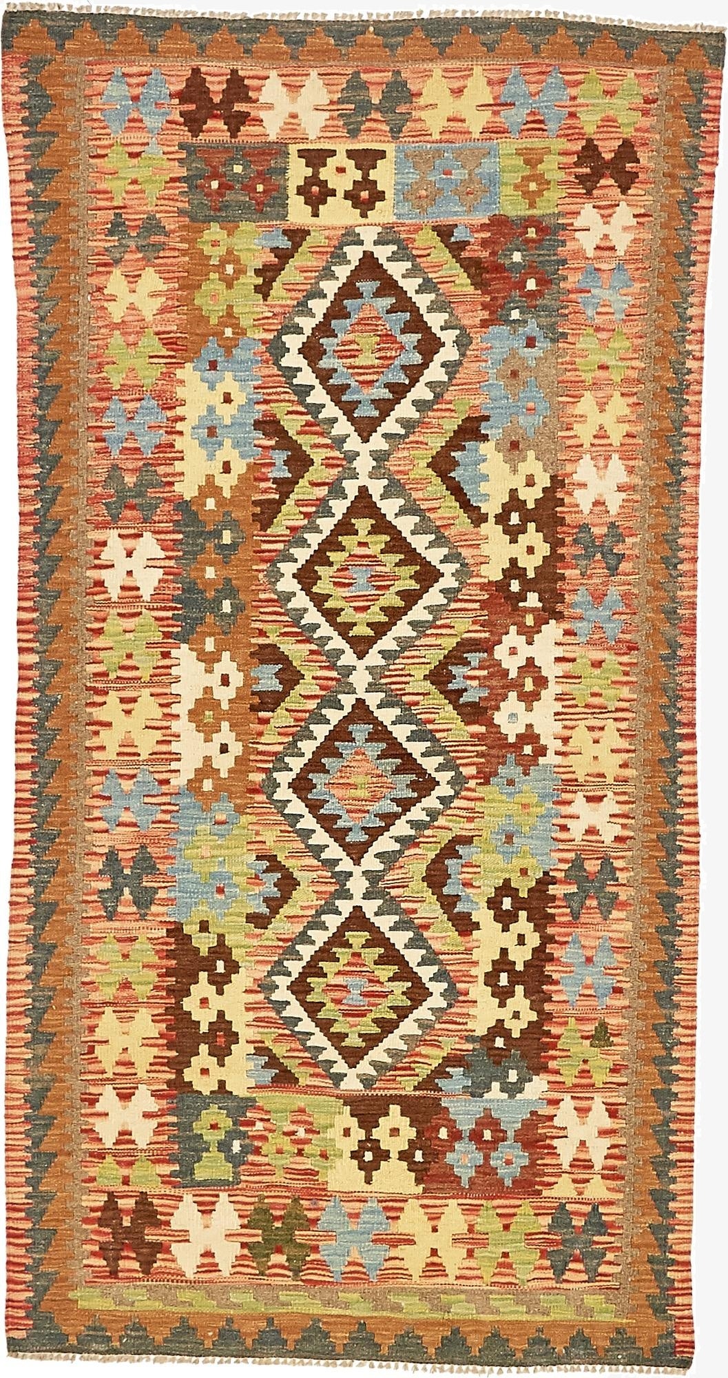  3' 3 x 6' 3  Hand Woven Kilim Maymana Wool Rug